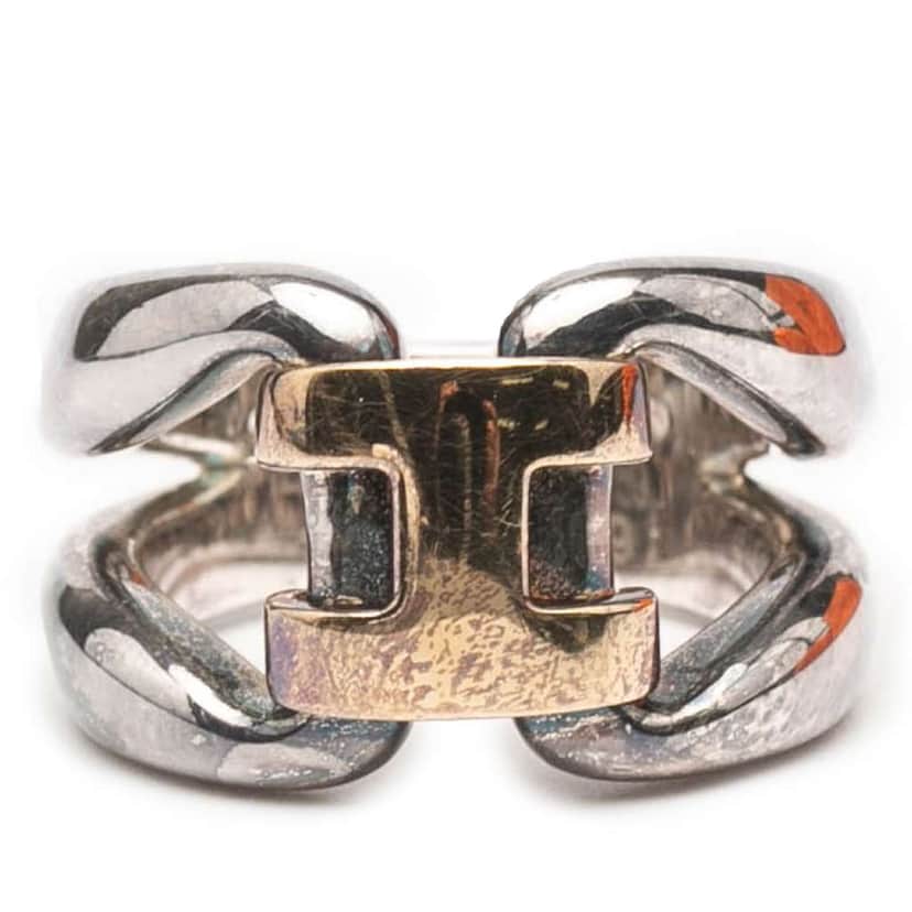 Hermès Sterling Silver and 18K Yellow Gold History Ring Silver Silver Good condition - Front View