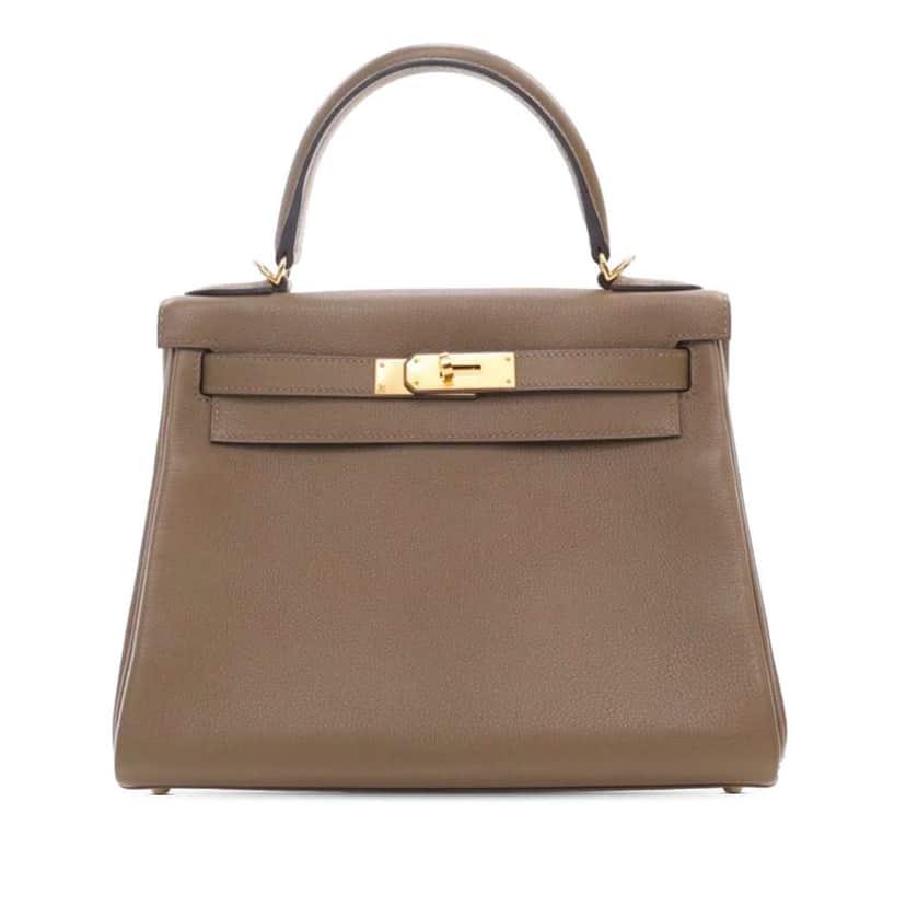 Hermès Evercolor Kelly II Retourne 28 Brown Leather Good condition - Front View