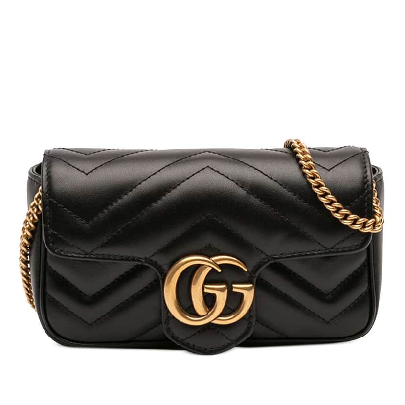 Gucci Mini GG Marmont Matelasse Leather Flap Crossbody Black Leather Good condition - Front View