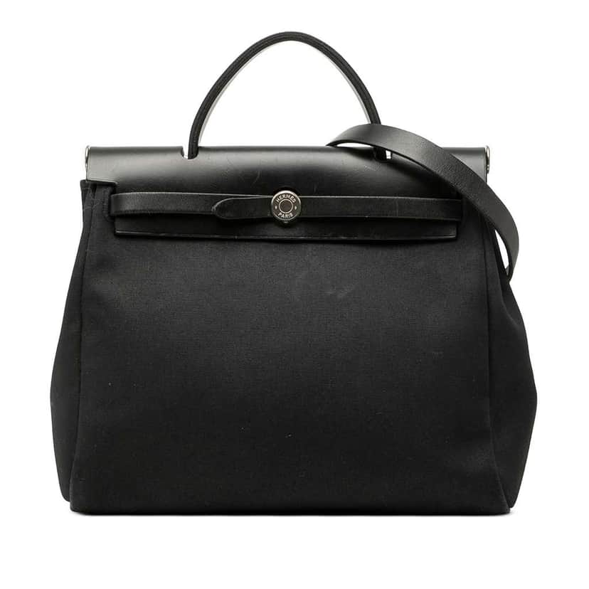 Hermès Toile Herbag PM Black Canvas Good condition - Front View