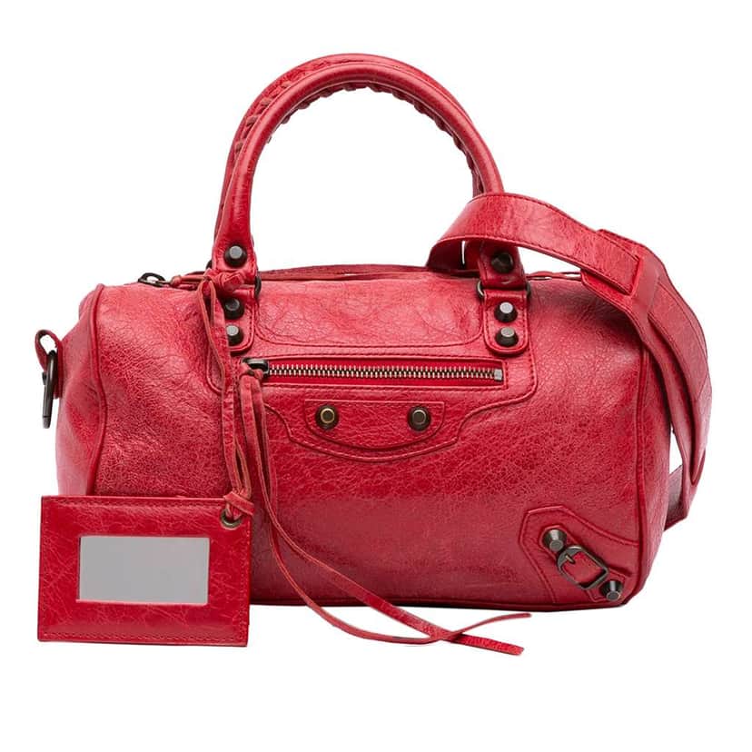 Balenciaga Mini Lambskin Motocross Twiggy Satchel Red Leather Good condition - Front View