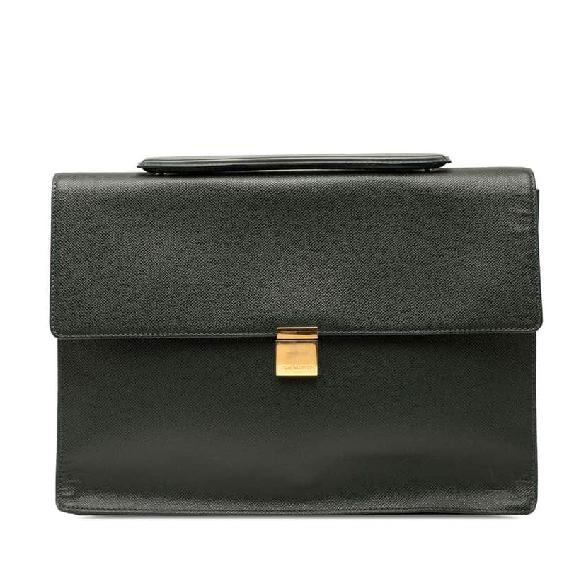 Louis Vuitton Taiga Porte Documents Angara Green Leather Good condition - Front View
