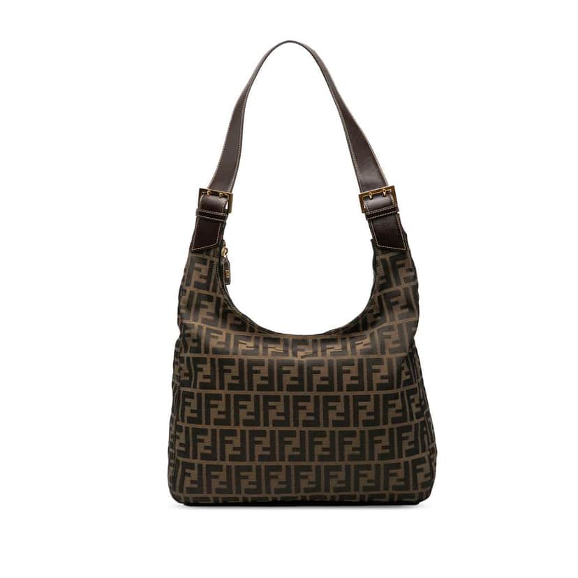 Fendi Zucca Canvas Hobo Bag Brown Canvas Good condition - Front View