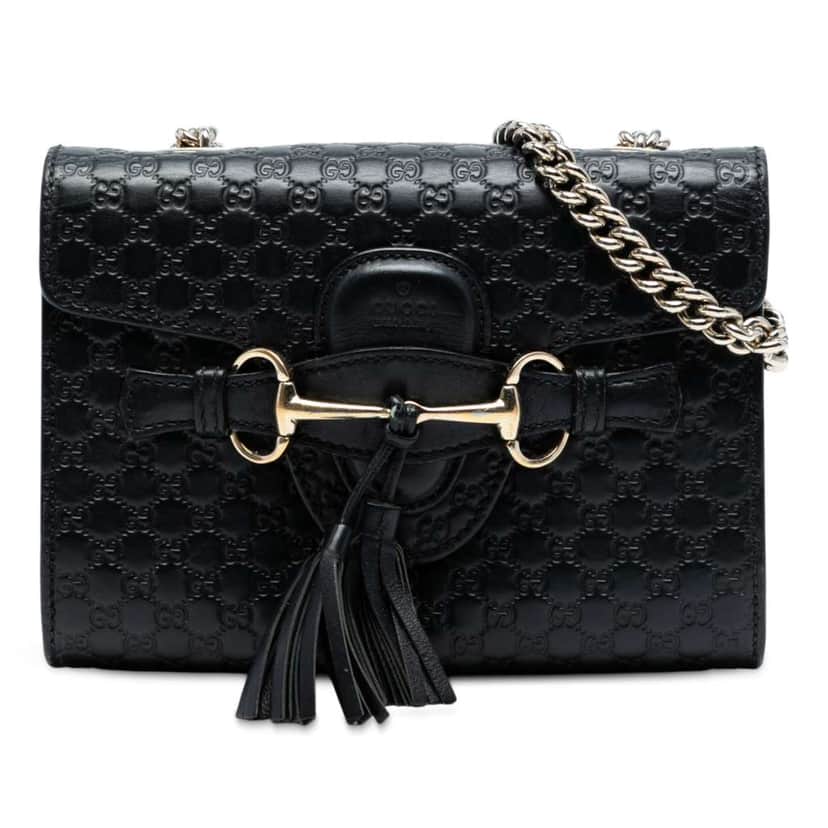 Gucci Mini Microguccissima Emily Crossbody Black Leather Good condition - Front View