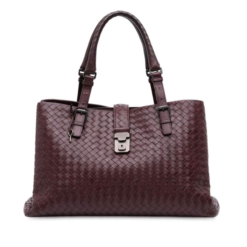 Bottega Veneta Medium Nappa Intrecciato Roma Tote Red Leather Good condition - Front View