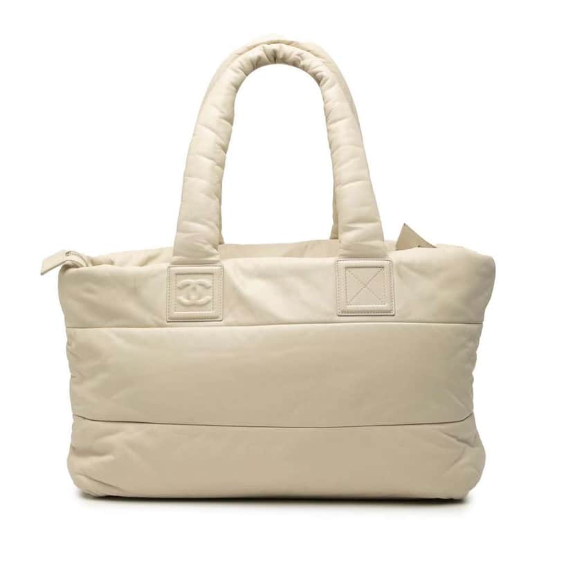 Chanel Medium Lambskin Coco Cocoon Tote White Leather Good condition - Front View