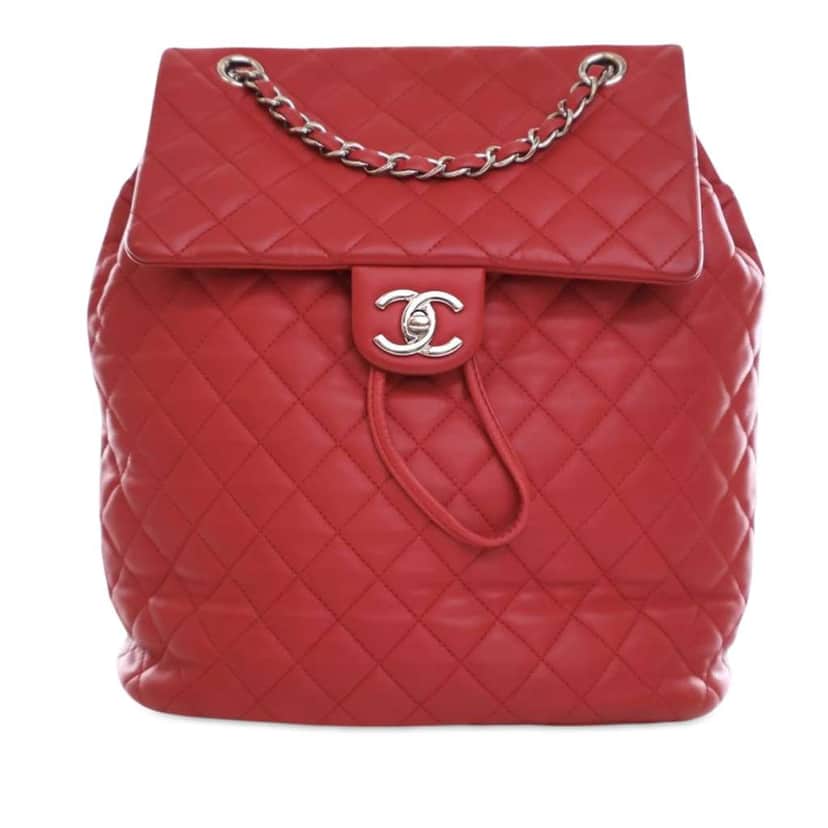 Chanel Medium Lambskin Urban Spirit Backpack Red Leather Good condition - Front View