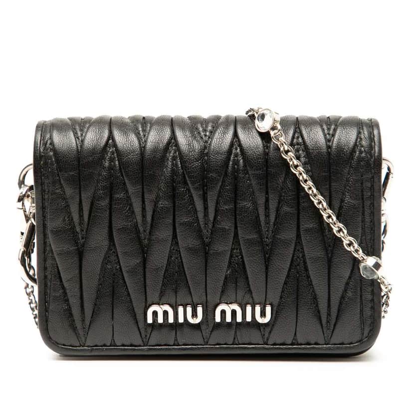 Miu Miu Mini Matelasse Nappa Miu Delice Crossbody Black Leather Good condition - Front View