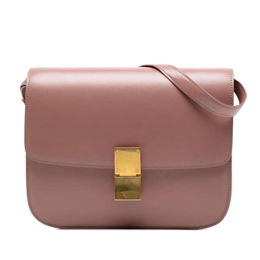 Celine Medium Calfskin Classic Box Pink Leather Good condition - Front View