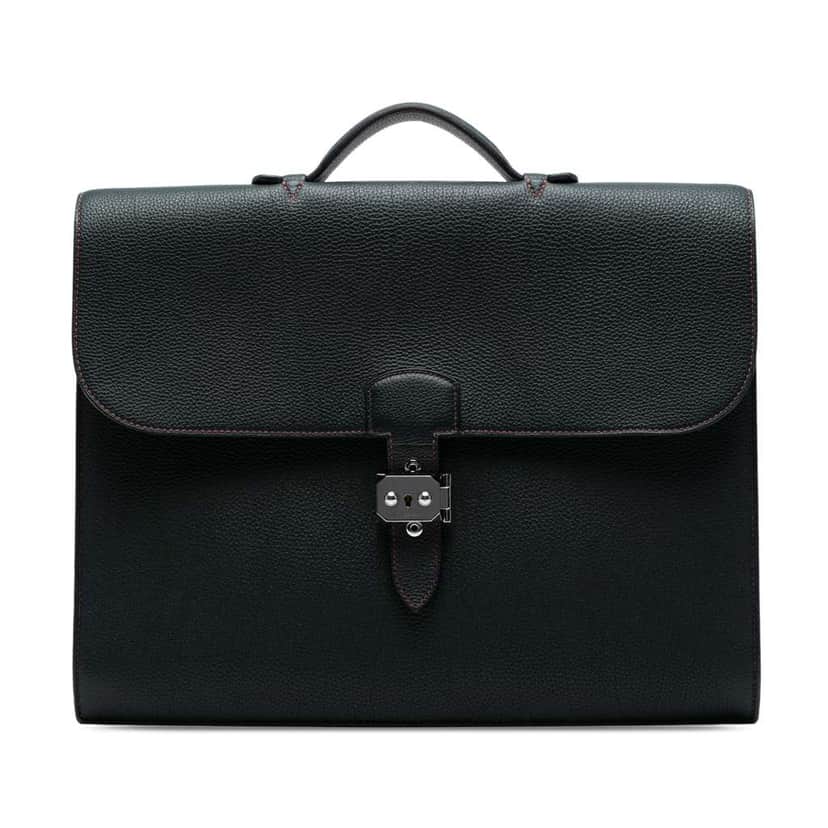 Hermès Togo Sac A Depeches Verso 38 Black Leather Good condition - Front View