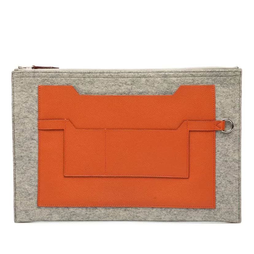 Hermès Epsom and Felt Toodoo 37 Orange Leather Good condition - Front View
