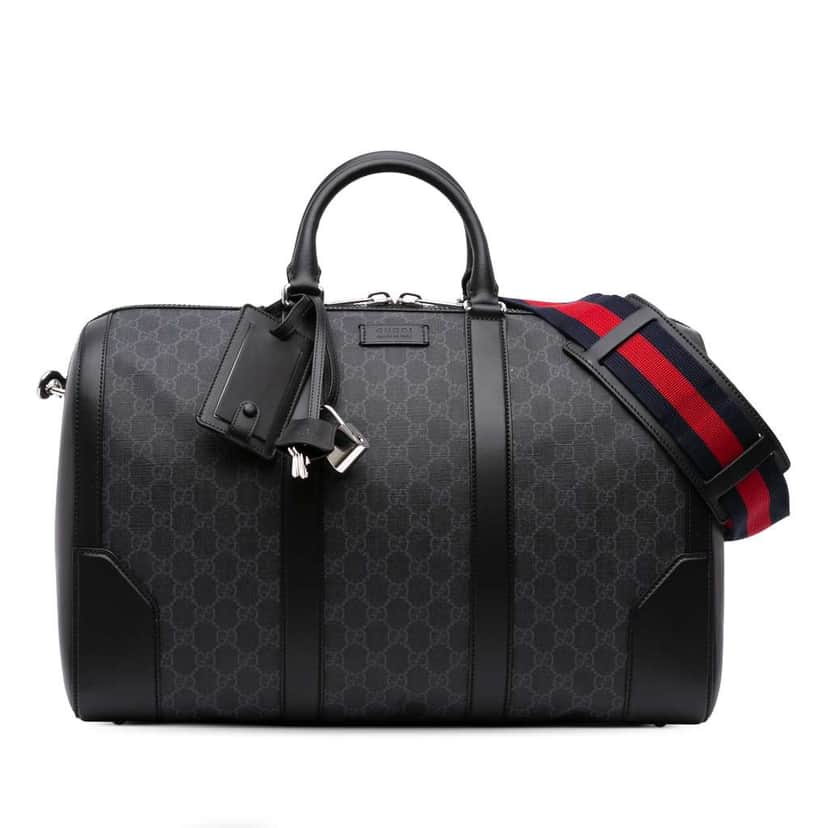 Gucci Medium GG Supreme Carry On Duffle Bag Black Canvas Good condition - Front View