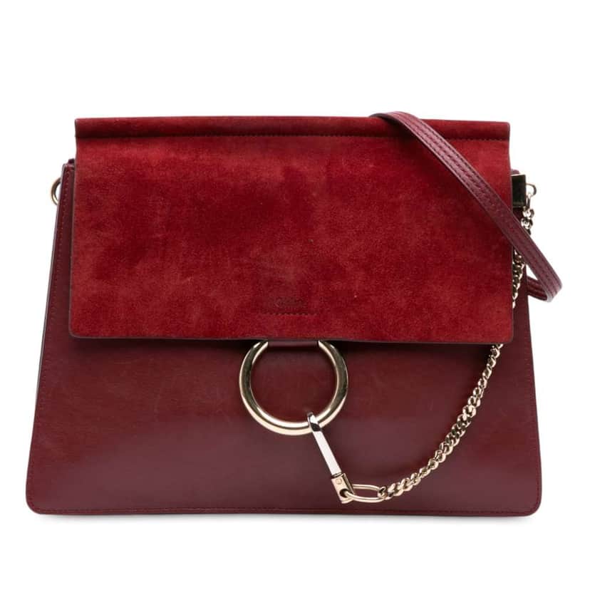 Chloé Medium Calfskin and Suede Faye Crossbody Red Leather Good condition - Front View
