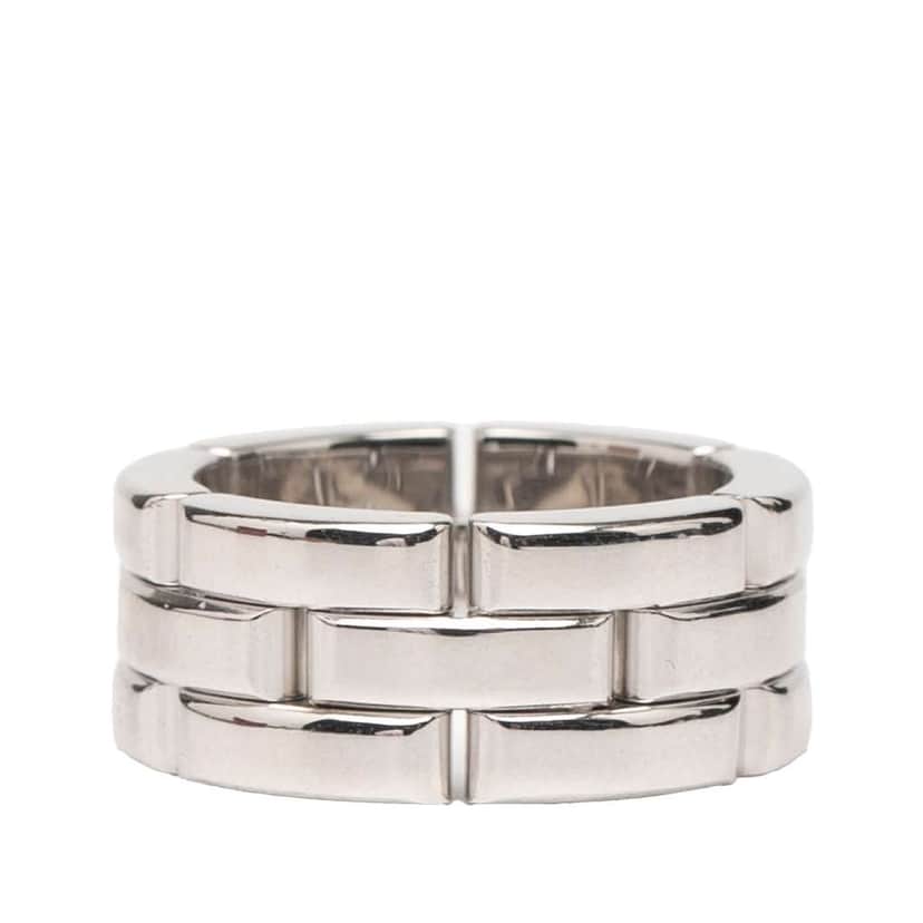 Cartier 18K White Gold Triple Row Maillon Panthère Ring Silver White Gold Good condition - Front View
