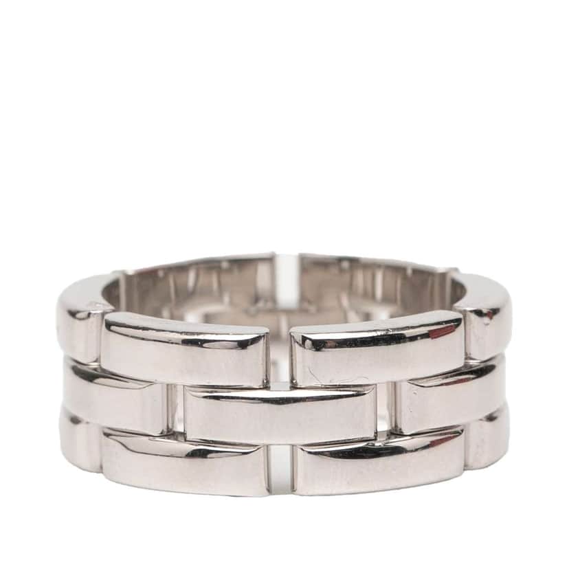 Cartier 18K White Gold Triple Row Maillon Panthère Ring Silver White Gold Good condition - Front View