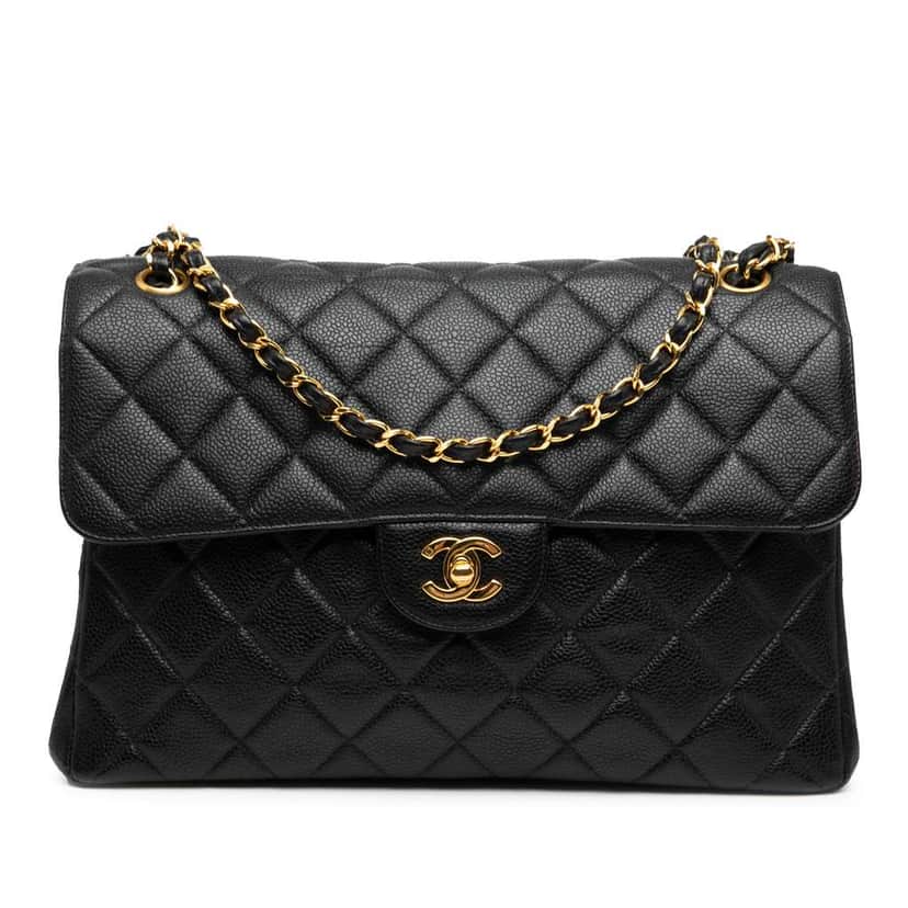 Chanel Jumbo Quilted Caviar Double Sided Flap Black Leather Good condition - Front View