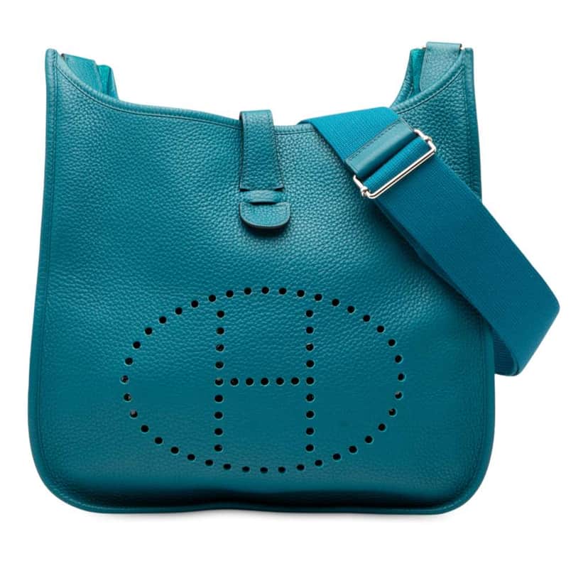Hermès Clemence Evelyne III 29 Blue Leather Good condition - Front View