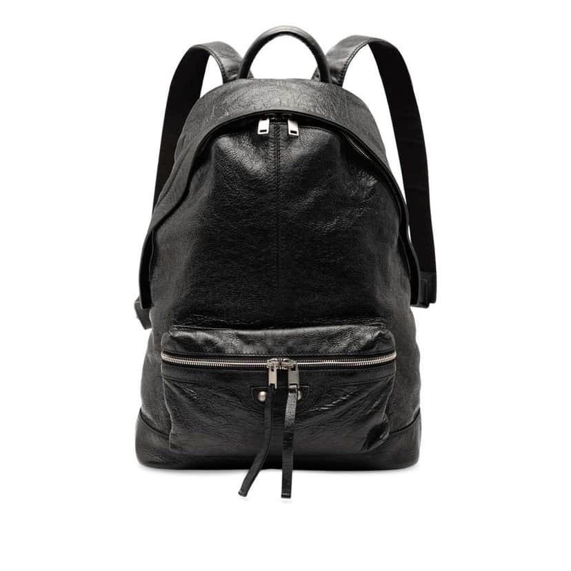Balenciaga Lambskin Motocross Classic Backpack Black Leather Good condition - Front View