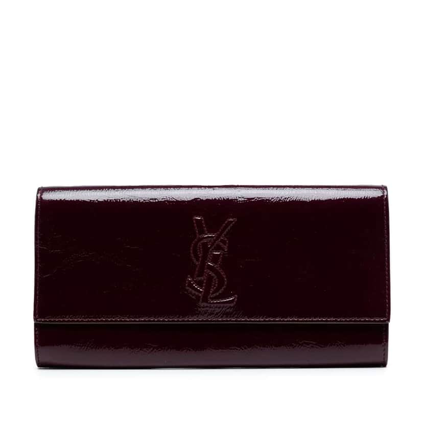 Saint Laurent Small Textured Patent Belle De Jour Clutch Red Leather Good condition - Front View