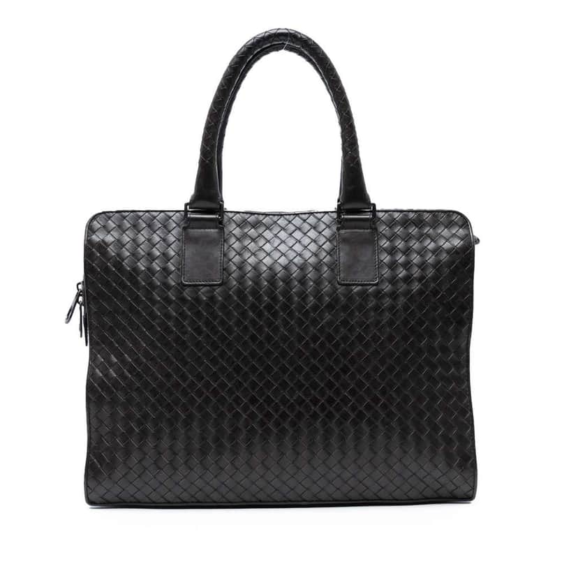 Bottega Veneta Nappa Intrecciato Business Bag Black Leather Good condition - Front View