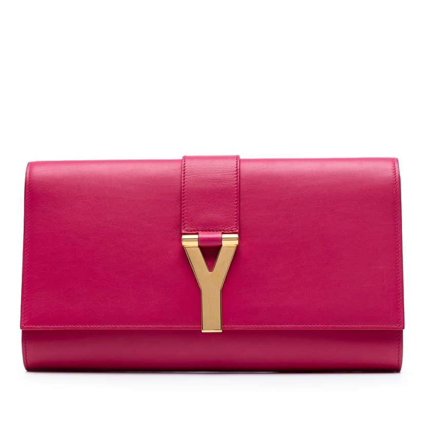 Saint Laurent Leather Chyc Ligne Clutch Pink Leather Good condition - Front View