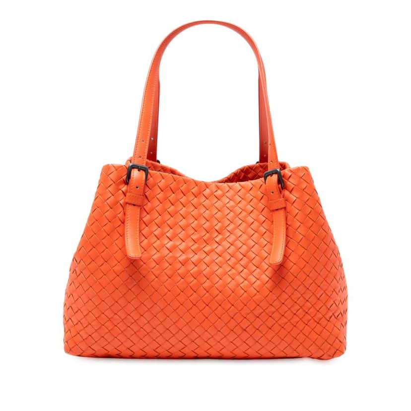 Bottega Veneta Medium Nappa Intrecciato Cesta Tote Orange Leather Good condition - Front View