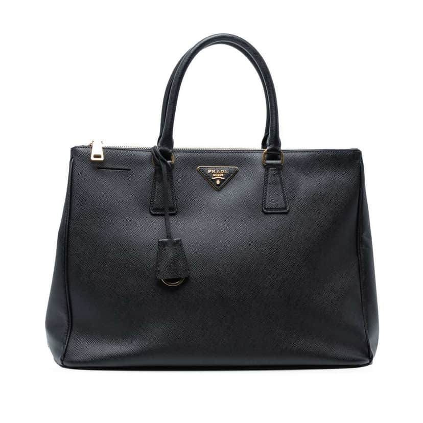 Prada Large Saffiano Lux Galleria Double Zip Satchel Black Leather Good condition - Front View