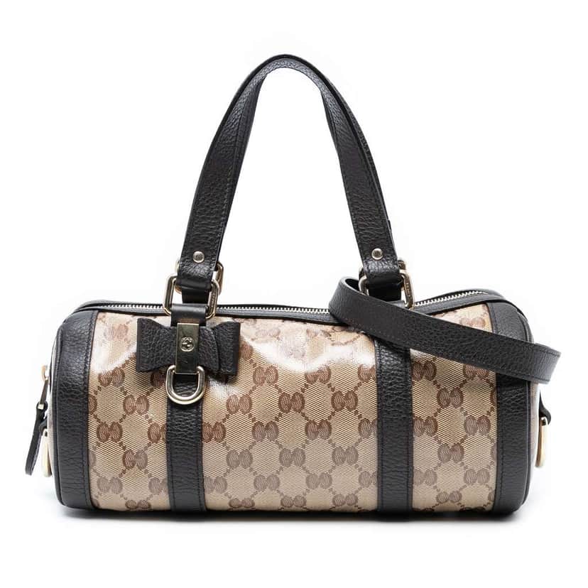 Gucci GG Crystal Duchessa Satchel Brown Canvas Good condition - Front View