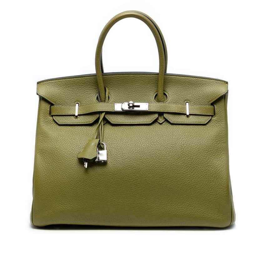 Hermès Togo Birkin Retourne 35 Green Leather Good condition - Front View