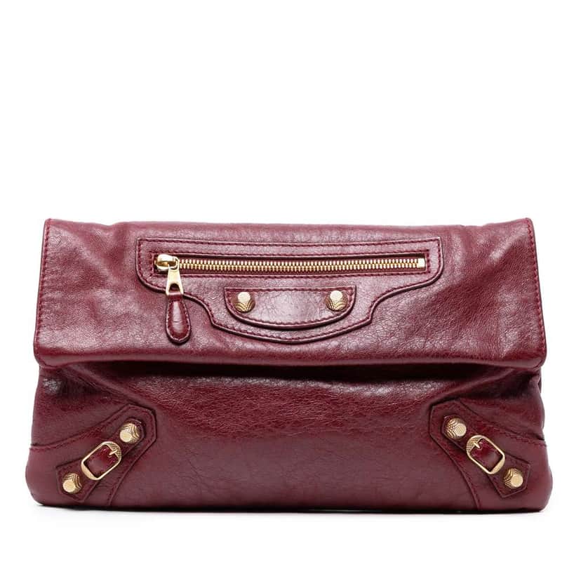 Balenciaga Lambskin Motocross Giant 12 Envelope Clutch Red Leather Good condition - Front View