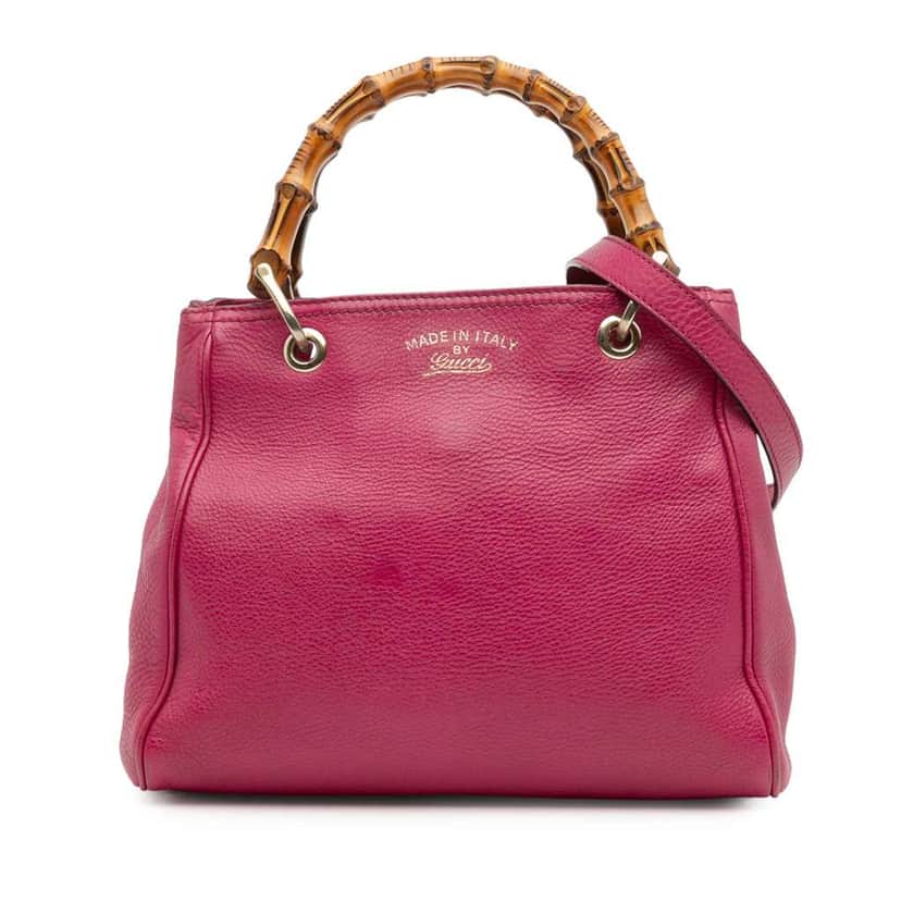 Gucci Small Calfskin Bamboo Shopper Satchel Pink Leather Good condition - Front View