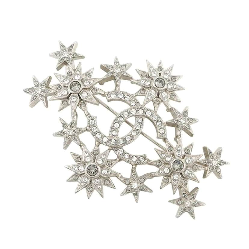 Chanel Gold Plated CC Rhinestones Star Brooch Gold Metal Good condition - Front View