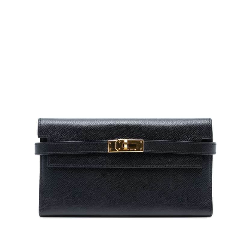 Hermès Epsom Kelly To Go Wallet Black Leather Good condition - Front View