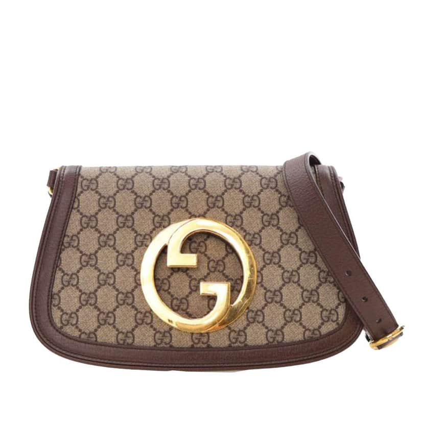 Gucci Small GG Supreme Blondie Chain Satchel Brown Canvas Good condition - Front View