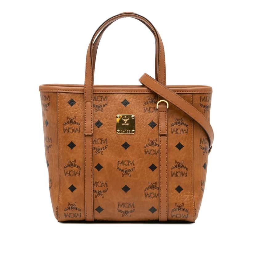 Mcm Mini Visetos Coated Canvas Toni Top Zip Shopper Tote Brown Canvas Good condition - Front View