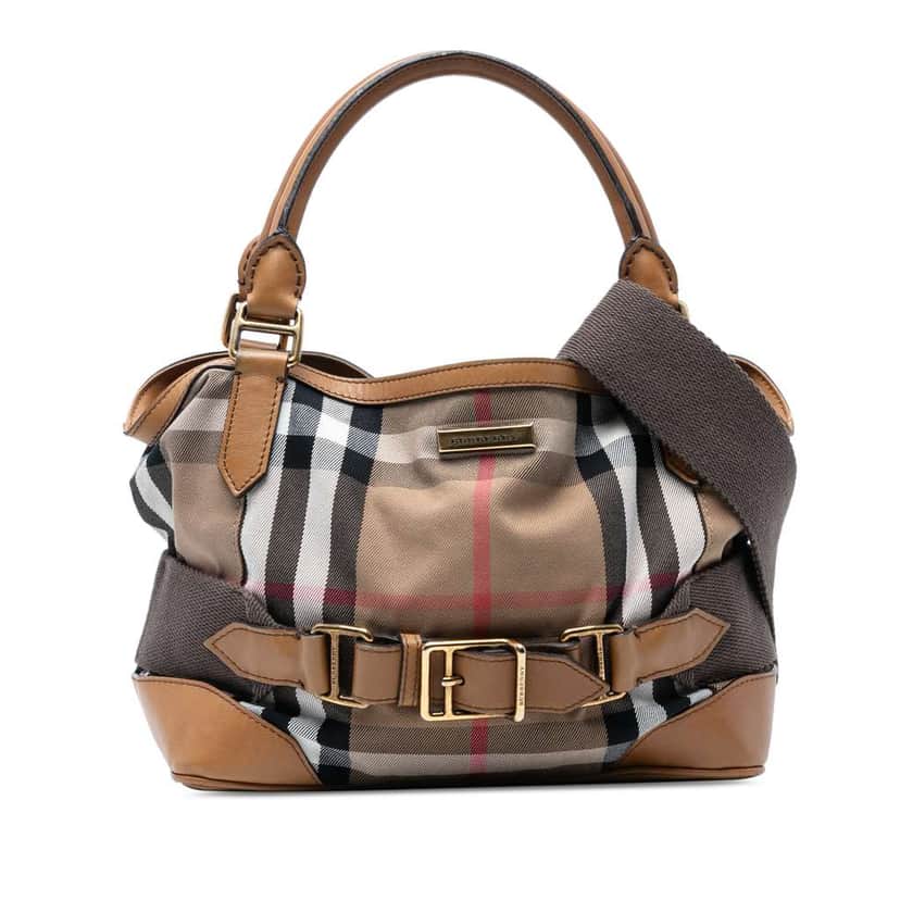 Burberry House Check Canvas Brecon Satchel Brown Canvas Good condition - Front View