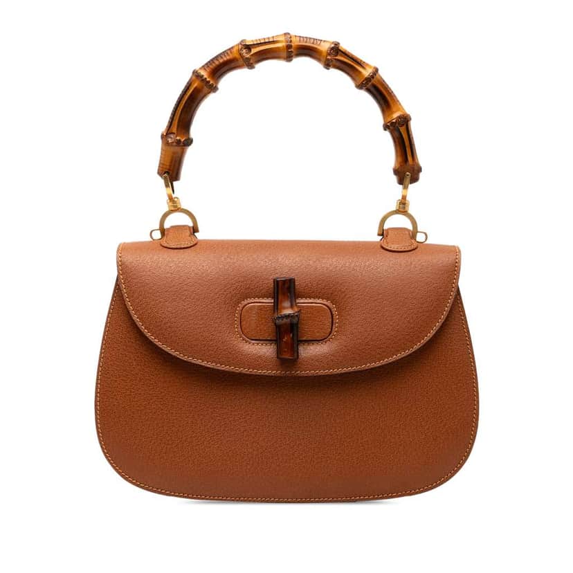 Gucci Grained Calfskin Bamboo Night Brown Leather Good condition - Front View