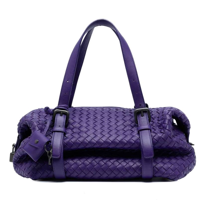 Bottega Veneta Nappa Intrecciato Montaigne Shoulder Bag Purple Leather Good condition - Front View