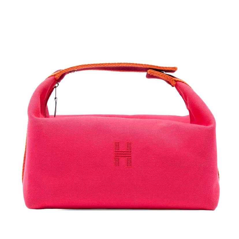 Hermès Large Canvas Bride A Brac Case Pink Canvas Good condition - Front View