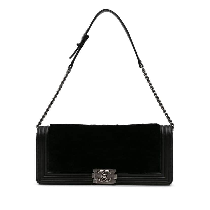 Chanel Shearling East West Boy Flap Black Good condition - Front View