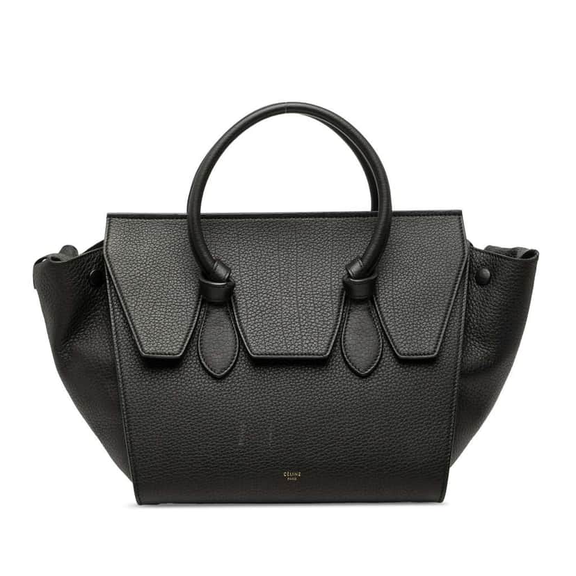 Celine Medium Grained Calfskin Tie Knot Tote Black Leather Good condition - Front View