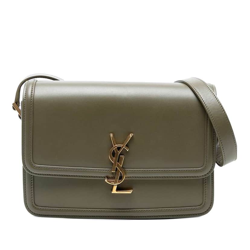 Saint Laurent Medium Leather Solferino Satchel In Box Green Leather Good condition - Front View