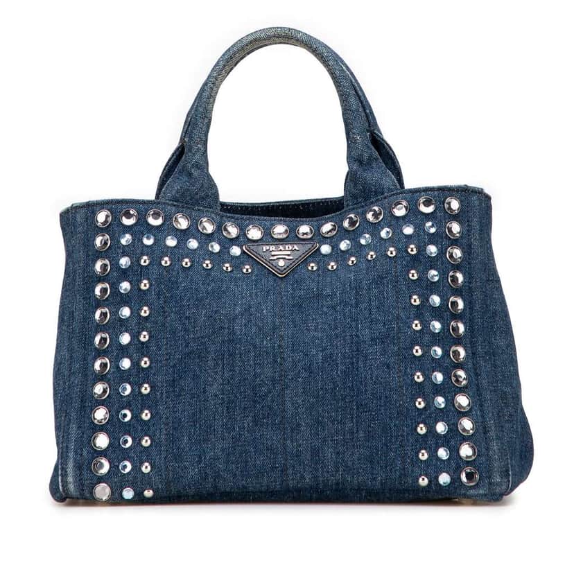 Prada Small Denim Canapa Bijoux Satchel Blue Denim Good condition - Front View