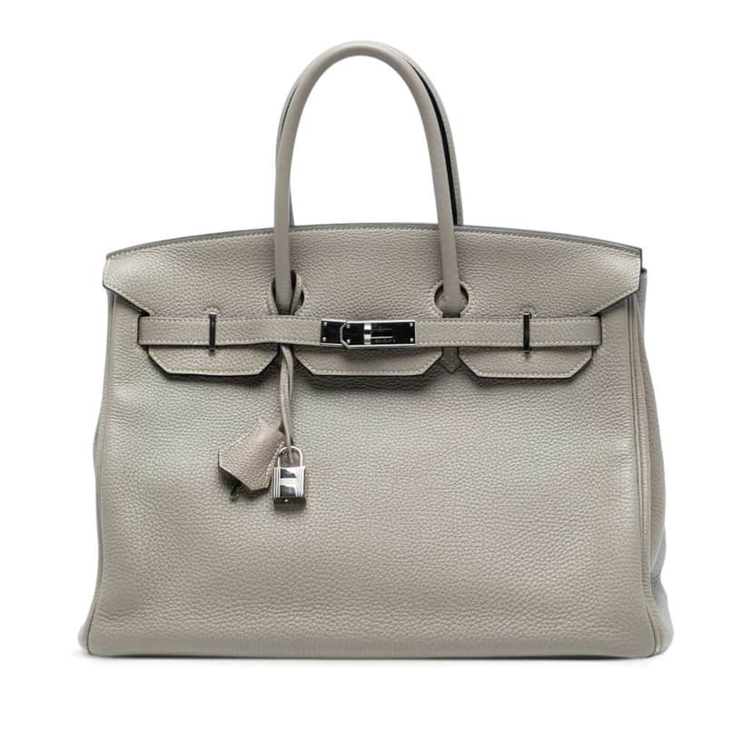 Hermès Togo Birkin Retourne 35 Grey Leather Good condition - Front View