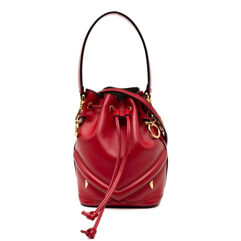 Fendi Mini Leather Mon Tresor Bucket Bag Red Leather Good condition - Front View