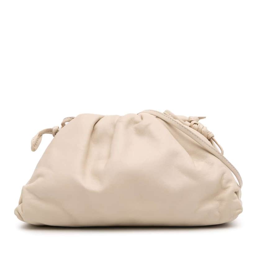 Bottega Veneta Lambskin The Mini Pouch Crossbody White Leather Good condition - Front View