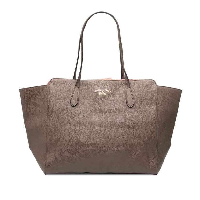Gucci Medium Leather Swing Tote Brown Leather Good condition - Front View
