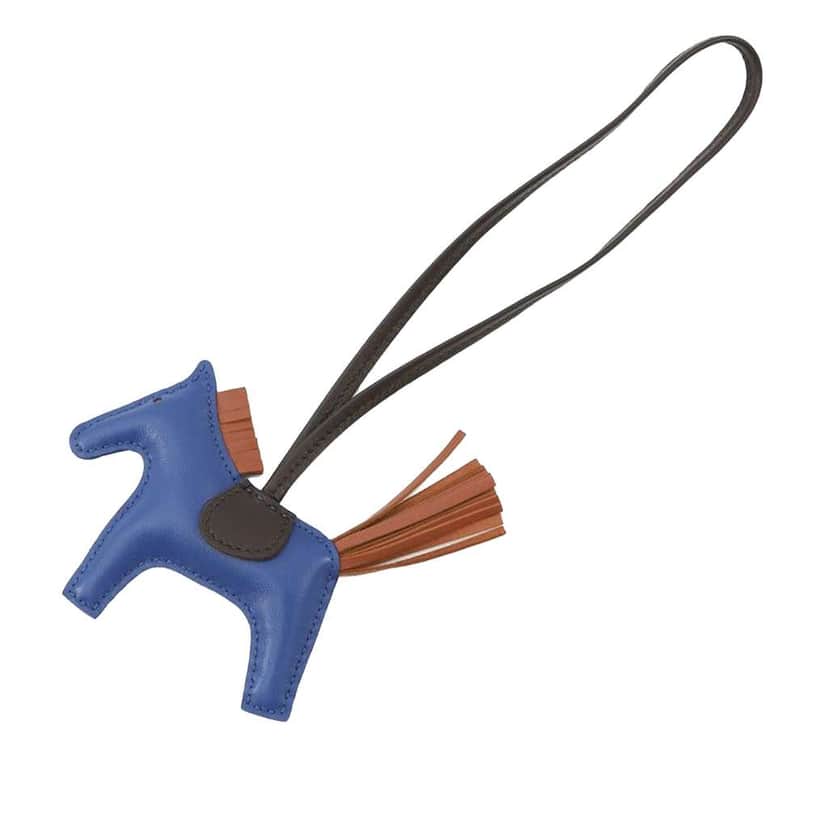 Hermès Milo Lambskin Grigri Rodeo Horse Bag Charm PM Blue Leather Very good condition - Front View