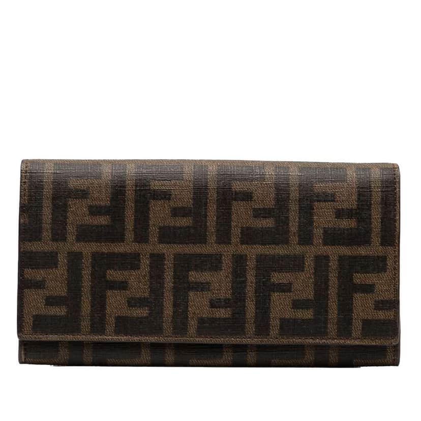 Fendi Zucca Coated Canvas Trifold Long Wallet Brown Canvas Good condition - Front View