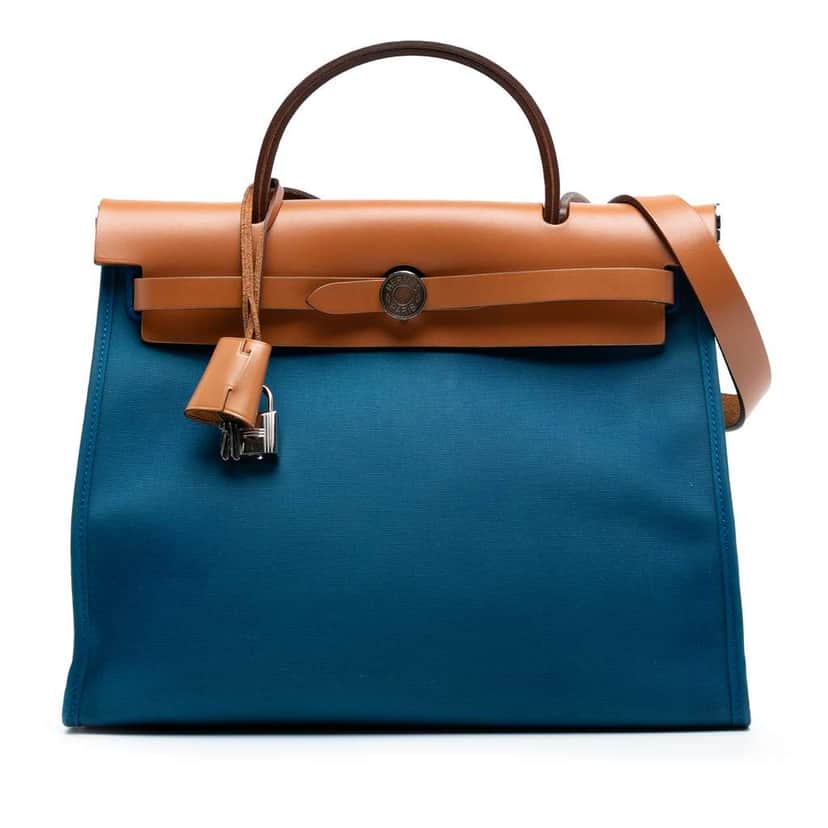 Hermès Toile Herbag Zip 31 Blue Canvas Good condition - Front View